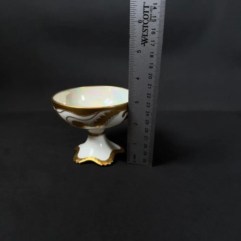 6x T&V Limoges France White Porcelain Compote Footed Bowl SIGNED BOHL gold trim